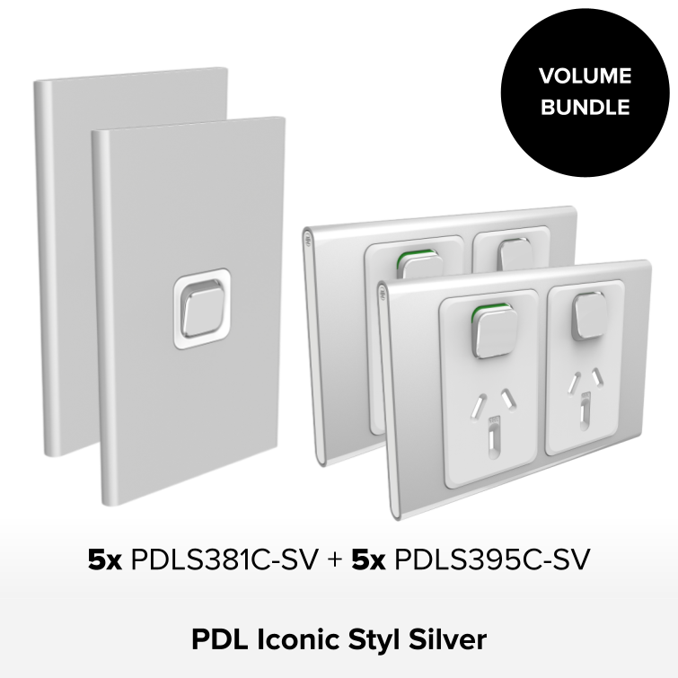 Bundle - PDL Iconic Styl Switches & Sockets Silver